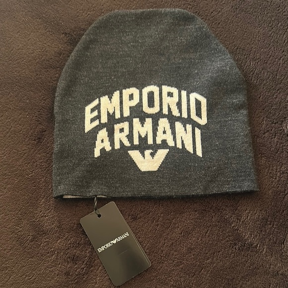 Emporio Armani Charcoal Knit Beanie - Picture 1 of 7